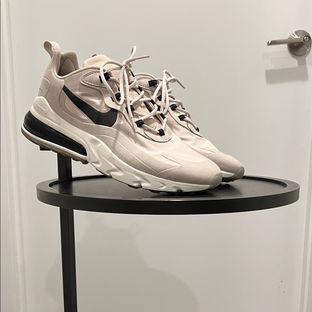 Nike Air Max 270 React by You Custom Shoe (Cream, Black) Size 8.5